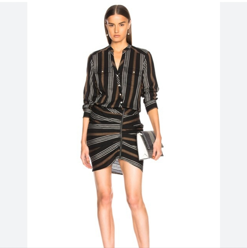 Veronica Beard Emory Striped Black and White Shirt Dress As Seen On TV